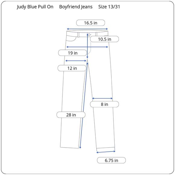 Judy Blue Boyfriend Fit Pull On Blue Jeans Distressed Elastic Waist Womens 13/31 - Picture 3 of 10